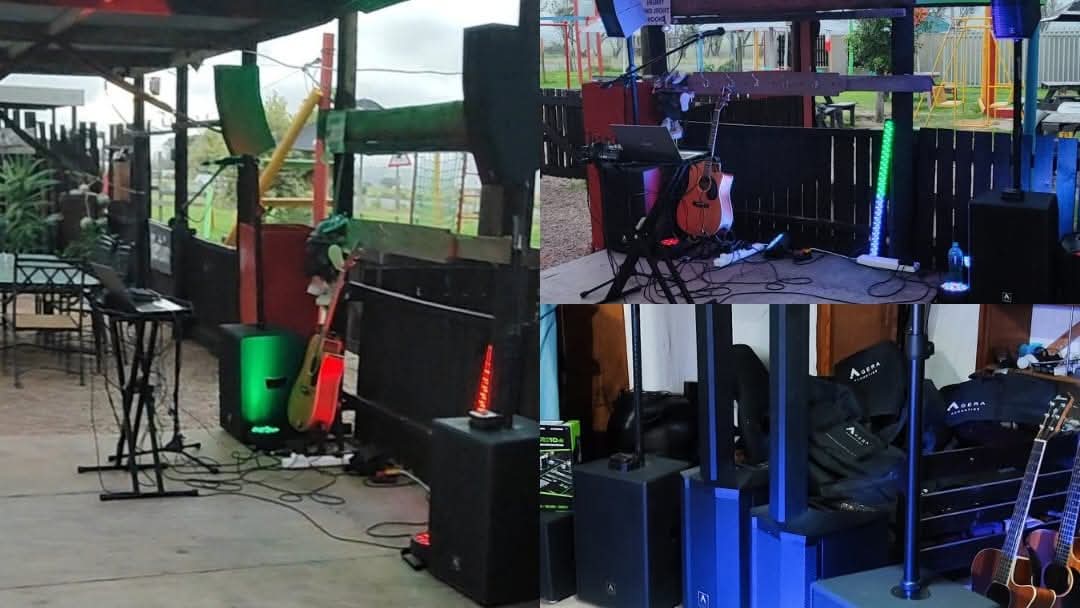 Collage of Murphy's Music and Sound gear and setup angles