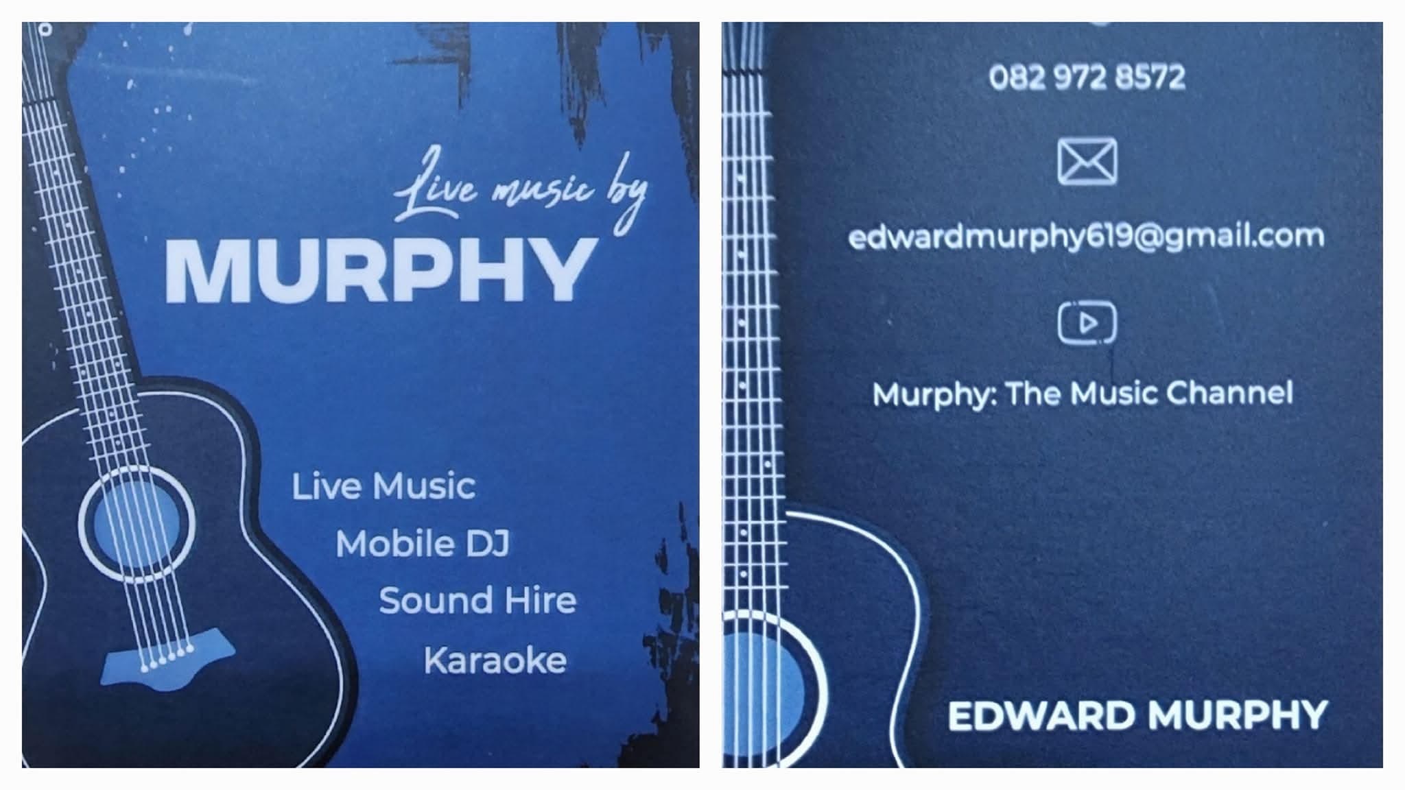 Murphy live music flyer with contact details and services