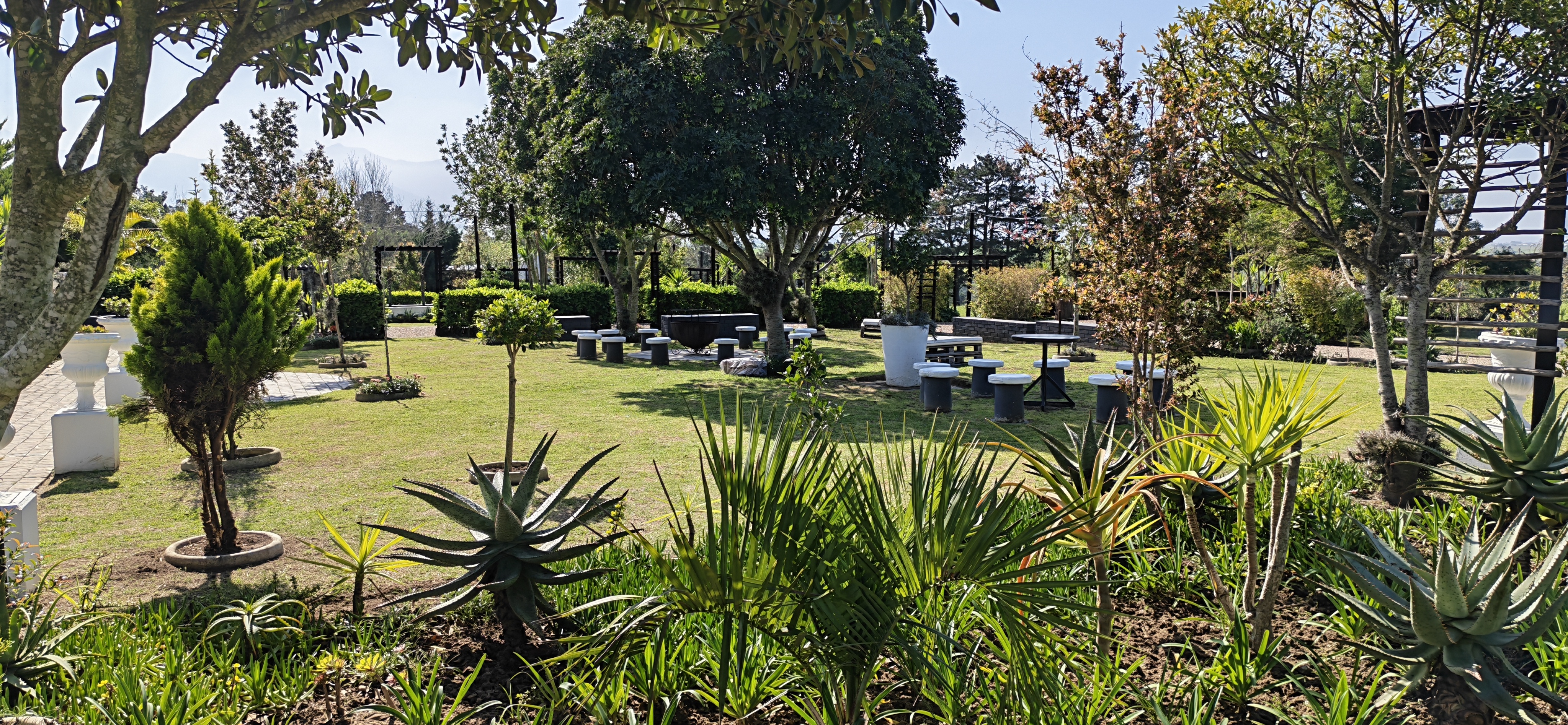 Garden function venue prepared for an outdoor event