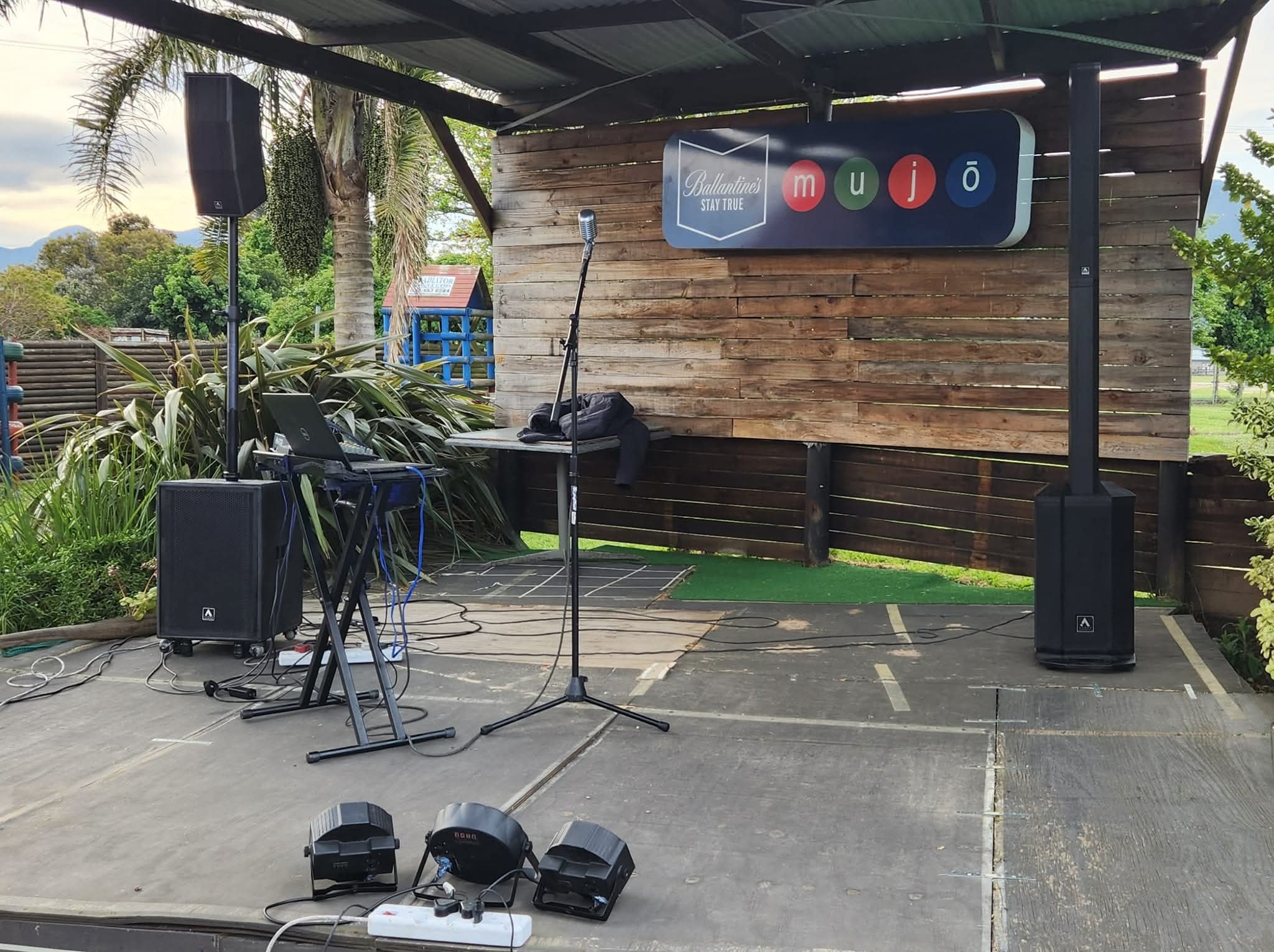 Murphy's Music and Sound outdoor stage and speaker setup