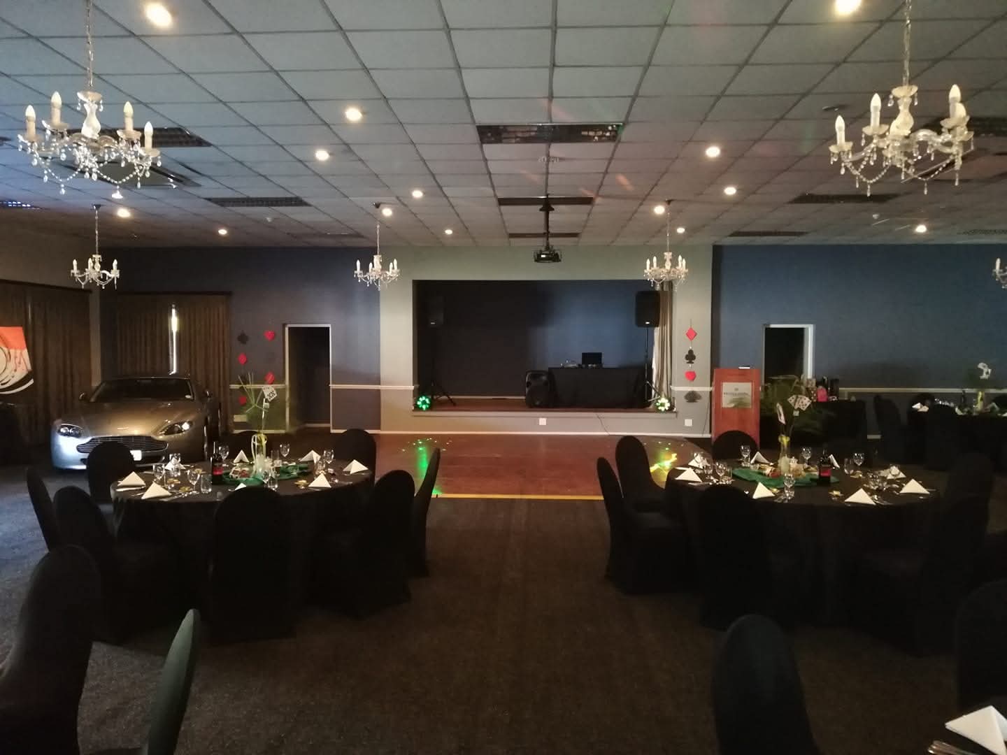 Murphy's Music and Sound venue setup in a decorated function hall